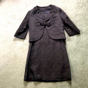 Brown Brocade sleeveless dress & Jacket